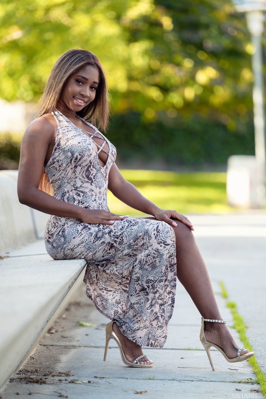 Close-up wet lips, horny ebony goddess smiling. photo 3